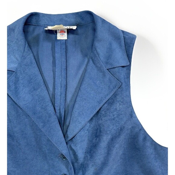 Vintage LF Petite Leslie Fay Blue Button Front Vest Women’s Size 10P Made in USA - Picture 2 of 8